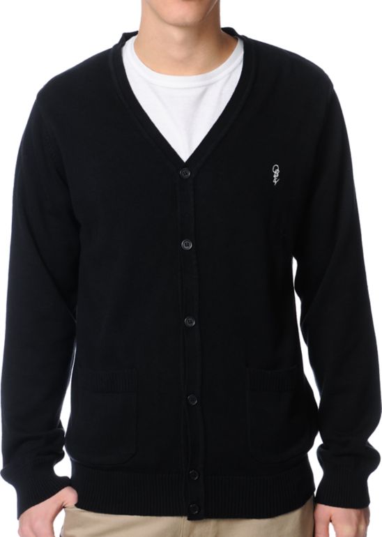 Obey Noble Black Cardigan Sweater