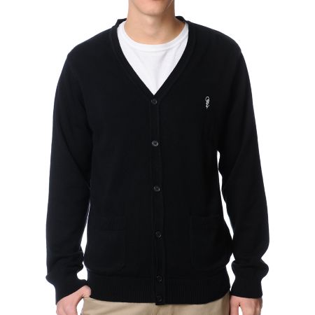 Obey Noble Black Cardigan Sweater