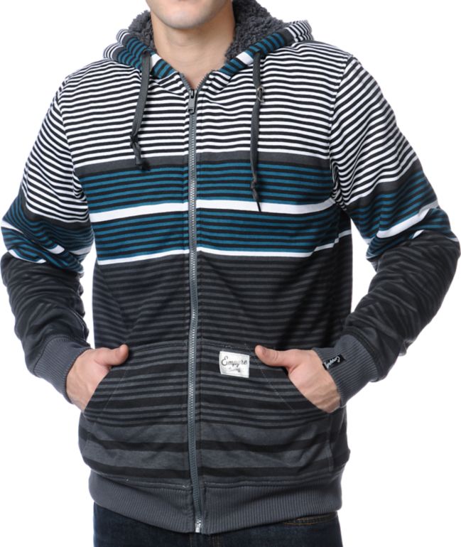 Empyre Gunner Grey Stripe Zip Up Hoodie