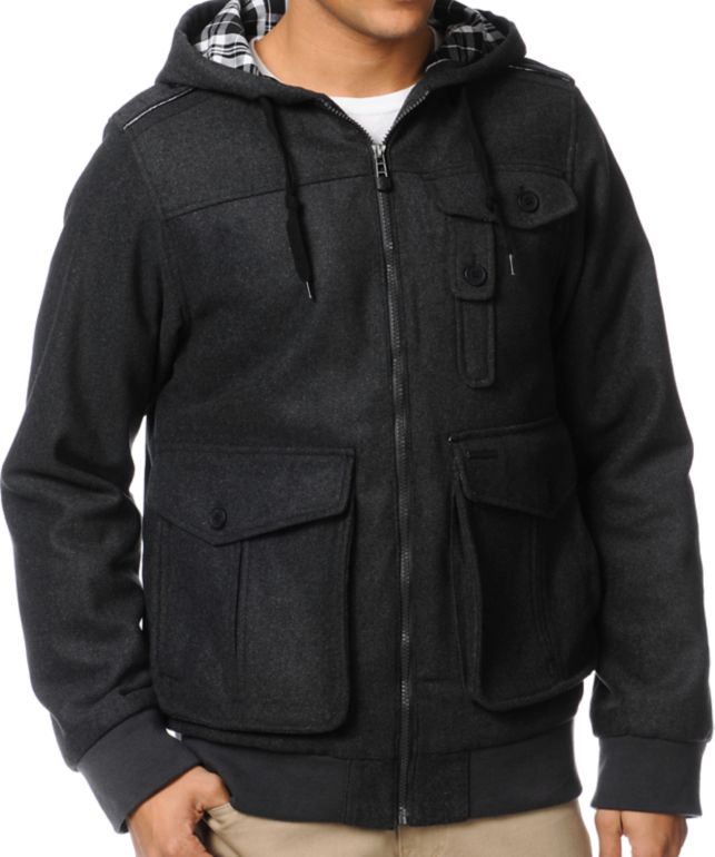 Empyre Tendence Charcoal Wool Bomber Jacket