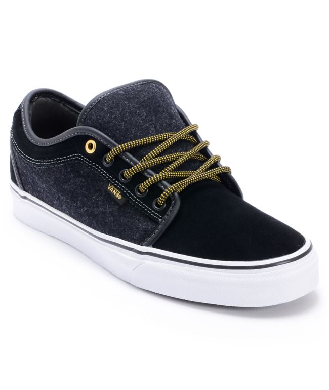 Vans Chukka Low Wool Black & Gold Skate Shoe