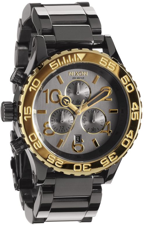 Nixon 42-20 Gun & Gold Chronograph Watch