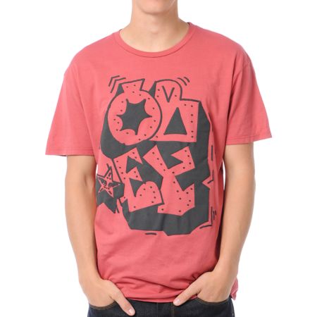 Obey Wildstyle Brick Red Thrift Tee Shirt
