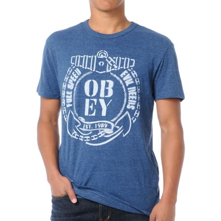 Obey Full Speed Navy Tri-Blend Tee Shirt