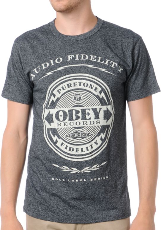 Obey Audio Fidelity Black Mock Twist Tee Shirt