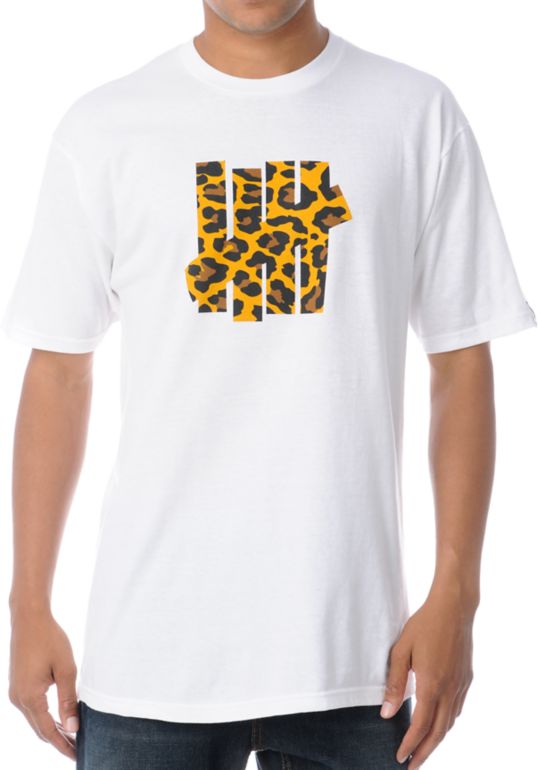 Undefeated 5 Strike Leopard White Tee Shirt