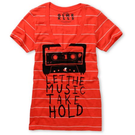 Glamour Kills Let It Take Hold Red V-Neck Tee Shirt