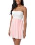 Lunachix Ivory & Neon Pink Crochet Strapless Dress