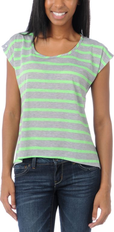 Lunachix Grey Lace Back Tee Shirt