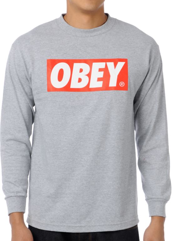 Obey Bar Logo Grey Tee Shirt