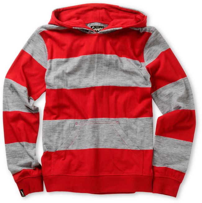 Empyre Boys Titan Red & Grey Long Sleeve Hooded Knit Shirt