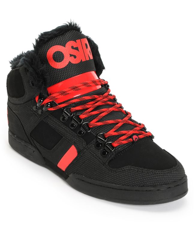 Osiris NYC 83 Black, Red & Shearling Shoe