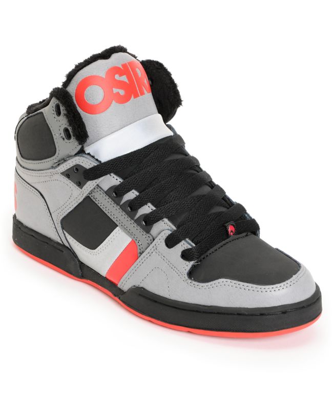 Osiris NYC 83 Charcoal, Red & Shearling Shoe