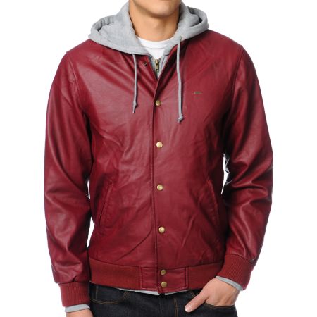 Obey Varsity Legend Burgundy Hooded Jacket