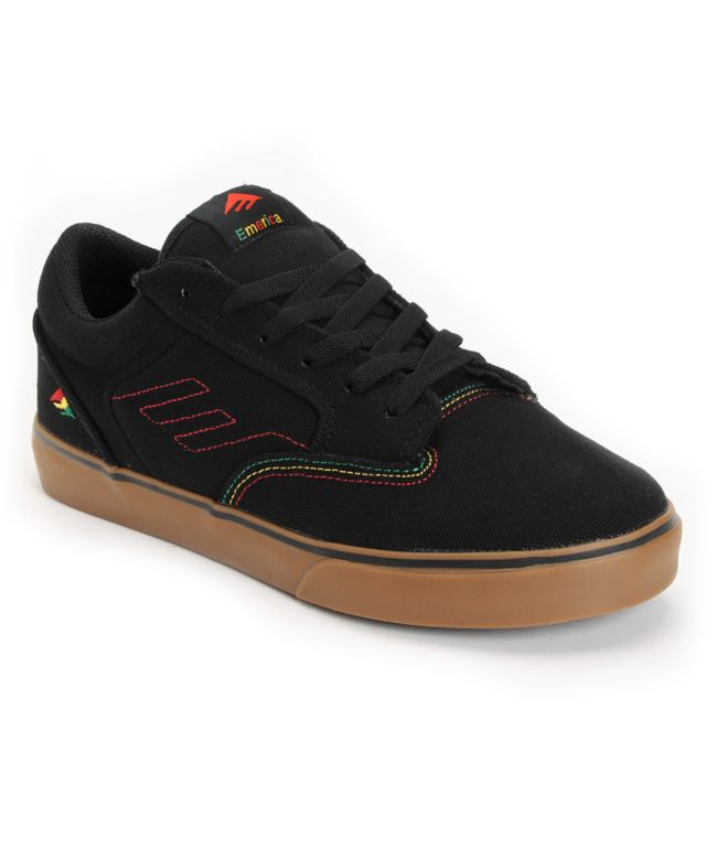 Emerica Jinx Black & Rasta Canvas Skate Shoe