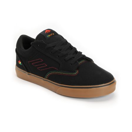 Emerica Jinx Black & Rasta Canvas Skate Shoe