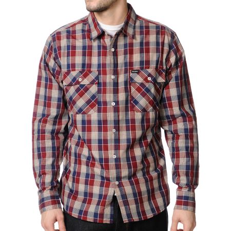 Brixton Memphis Navy Plaid Button Up Shirt