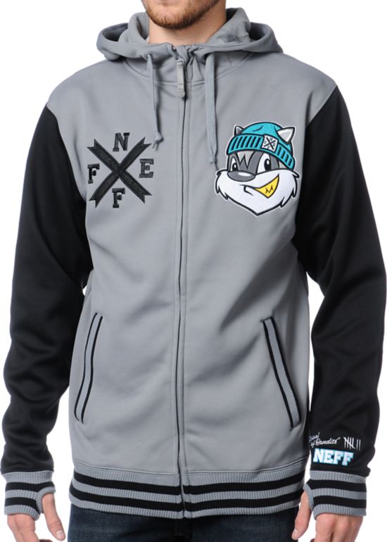Neff Frosh Charcoal & Black Varsity Tech Fleece Jacket