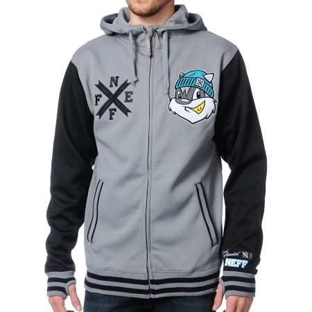Neff Frosh Charcoal & Black Varsity Tech Fleece Jacket