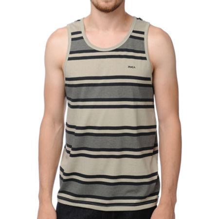 RVCA SOS Grey Striped Tank Top