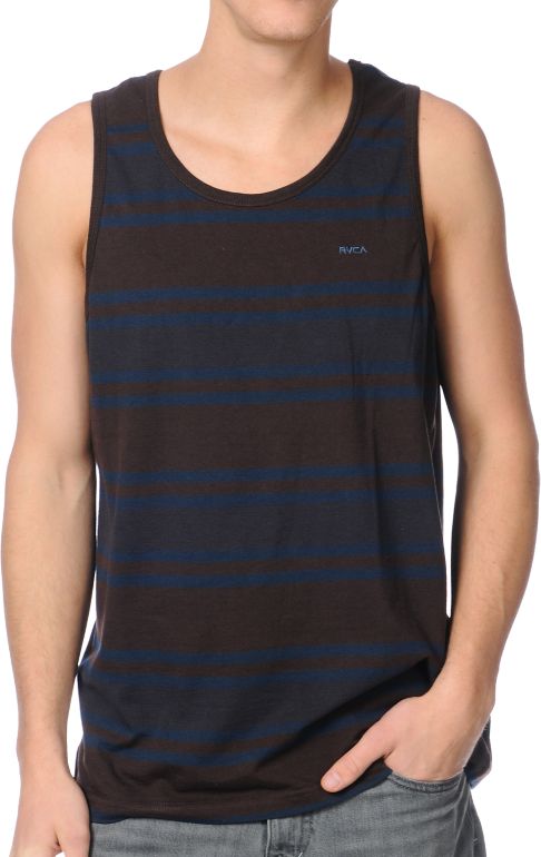 RVCA SOS Brown Striped Tank Top