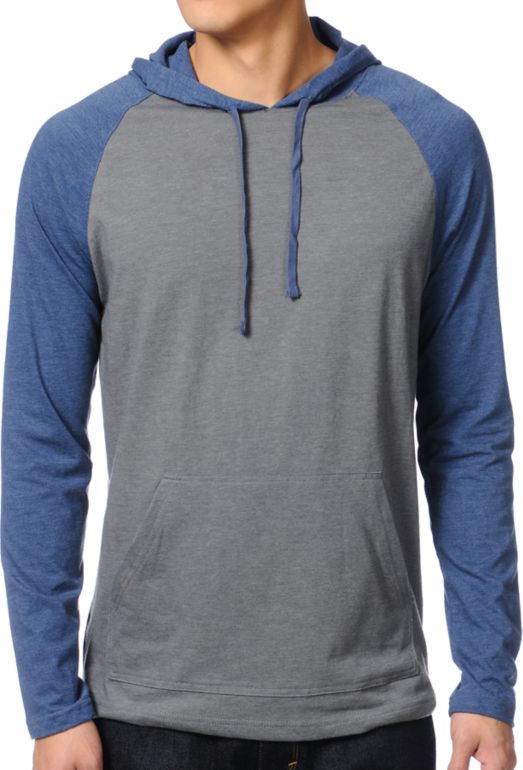 RVCA Castro Grey & Navy Hooded Long Sleeve Knit