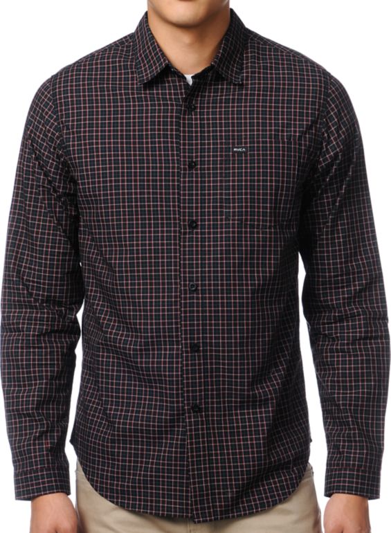 RVCA Borealis Black Plaid Flannel Shirt