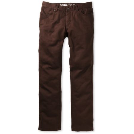 KR3W K Slim Fit Brown Twill Jeans