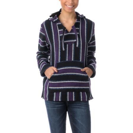 Senor Lopez Black, Purple, Turquoise Girls Poncho