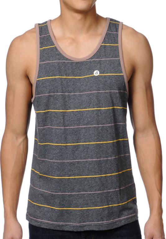 Volcom Well Fair Charcoal Striped Tank Top