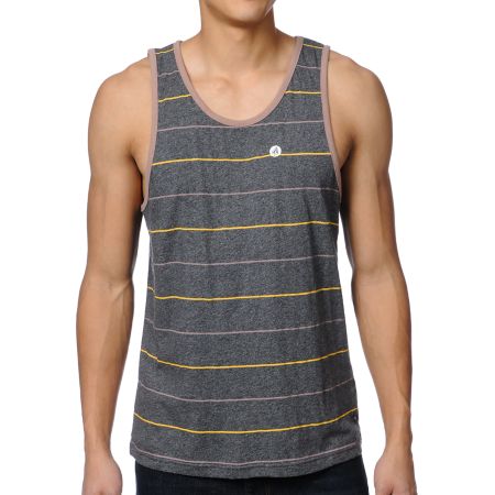 Volcom Well Fair Charcoal Striped Tank Top