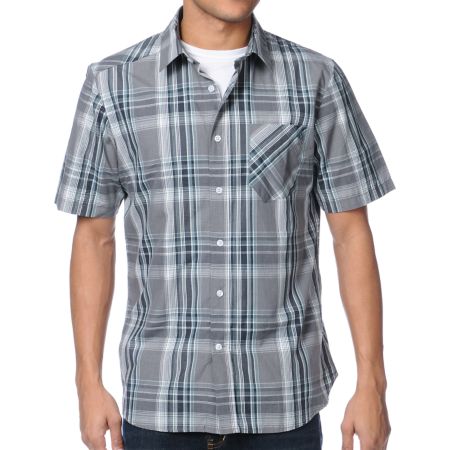 Volcom Ex Factor Grey Plaid Button Up Shirt