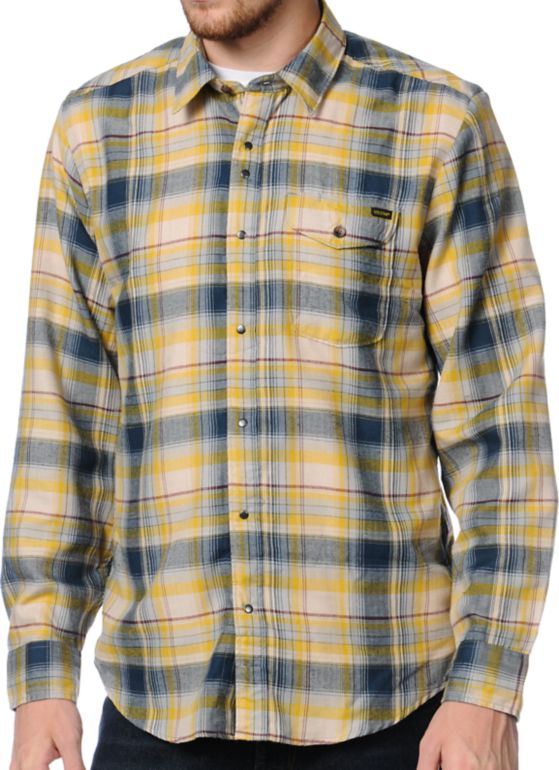 Volcom Wanton Gold Plaid Flannel Shirt