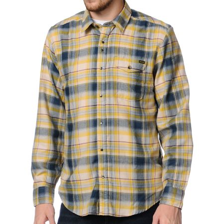 Volcom Wanton Gold Plaid Flannel Shirt