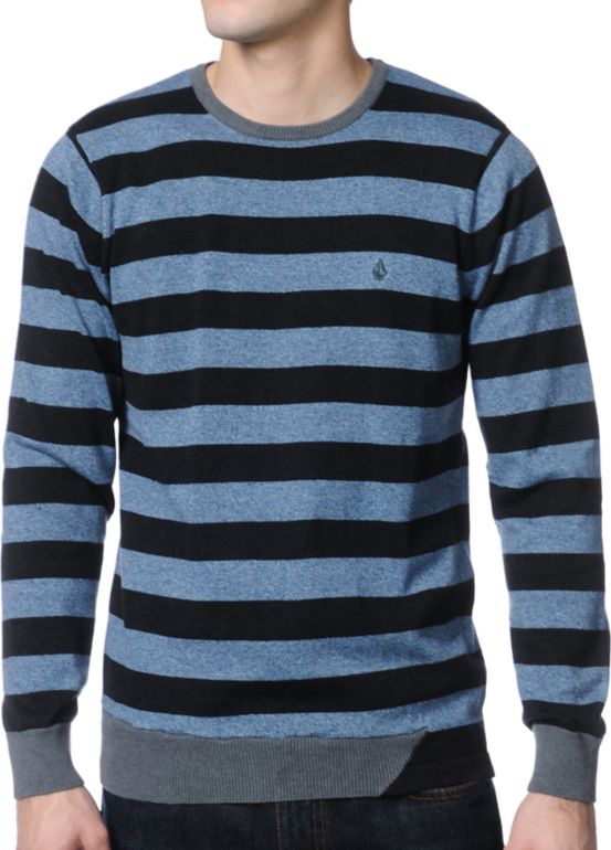 Volcom Othercircle Blue & Charcoal Crewneck Sweater