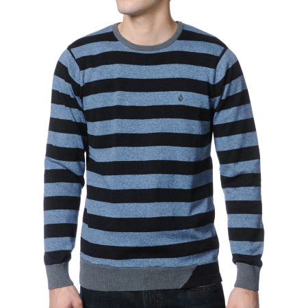 Volcom Othercircle Blue & Charcoal Crewneck Sweater