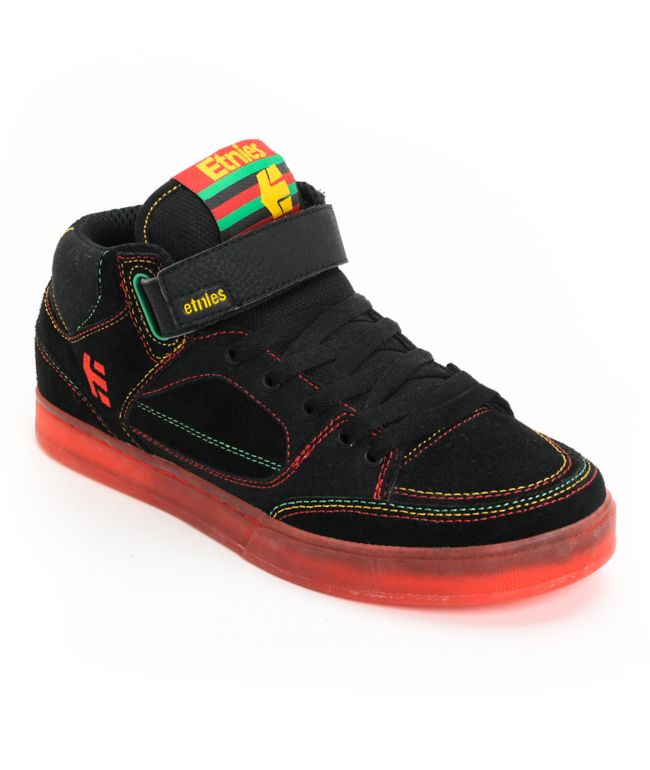 Etnies Number Mid Black & Red & Yellow & Green Skate Shoe