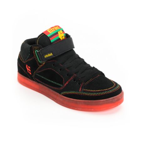Etnies Number Mid Black & Red & Yellow & Green Skate Shoe