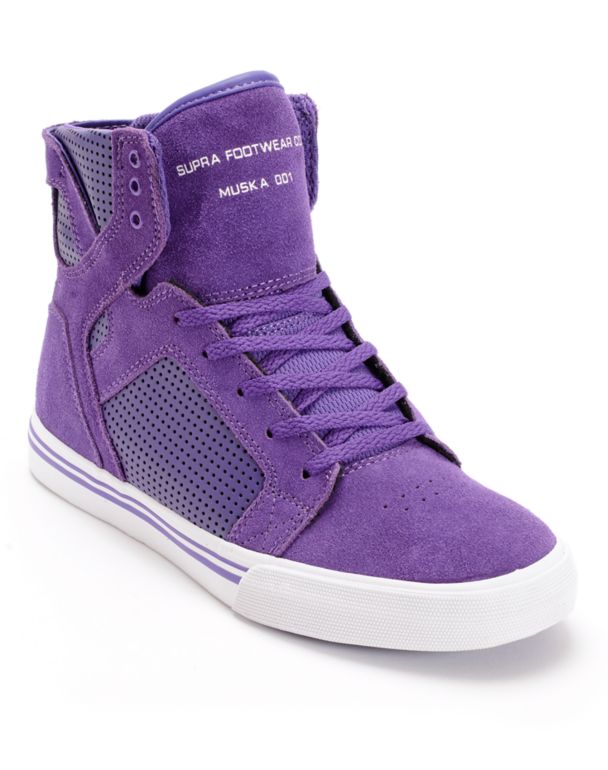 Supra Kids Skytop Purple & White Skate Shoe