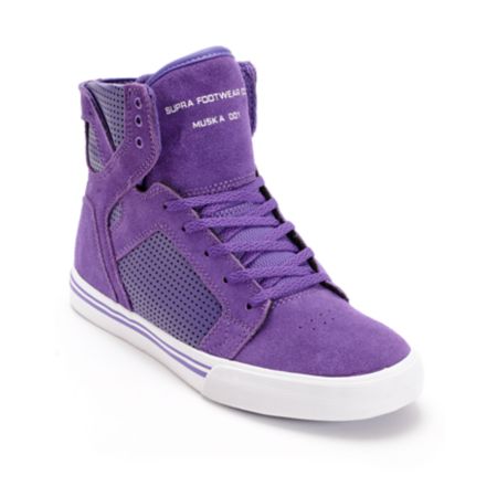 Supra Kids Skytop Purple & White Skate Shoe