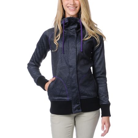 Empyre Girls Oracle Geo Print Black Tech Fleece Jacket