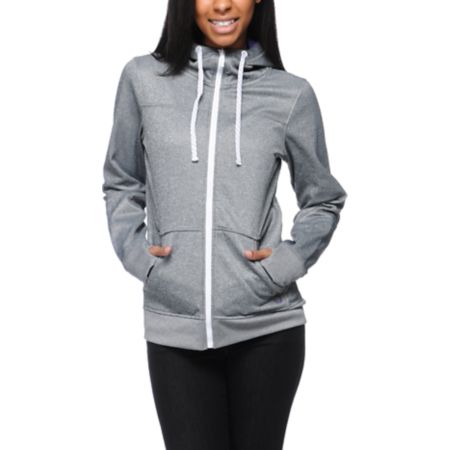 Empyre Girls Essential Black Speckle Full Zip Tech Fleece Jacket