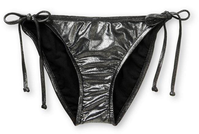 Hobie Metallic Silver Hipster Side Tie Bikini Bottom