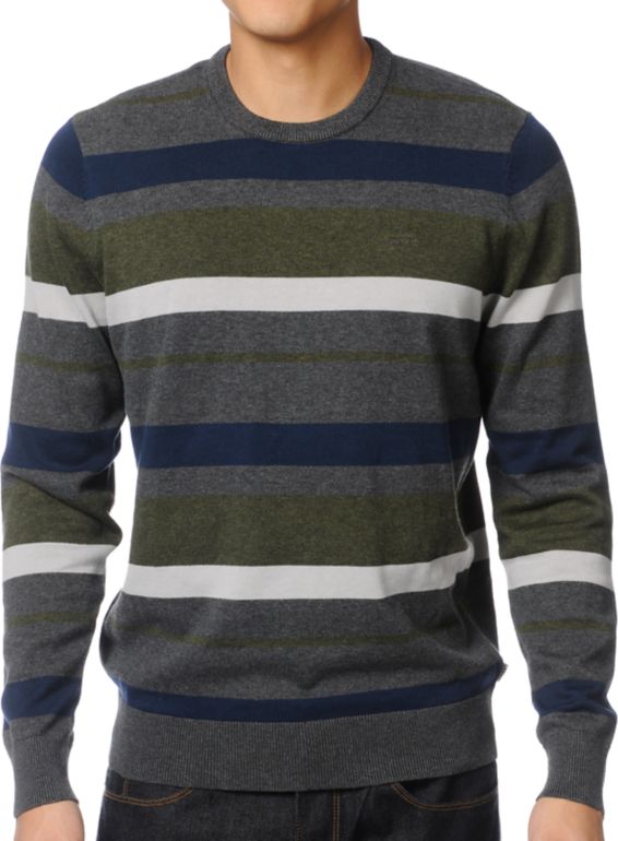 Vans Gaines Charcoal Grey Stripe Crew Neck Sweater
