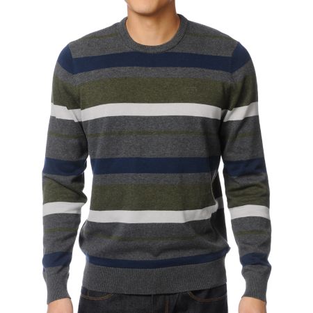 Vans Gaines Charcoal Grey Stripe Crew Neck Sweater