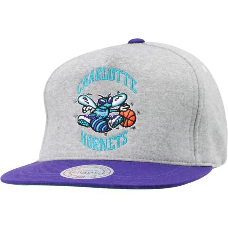 NBA Mitchell and Ness Hornets Heather Fleece Snapback Hat