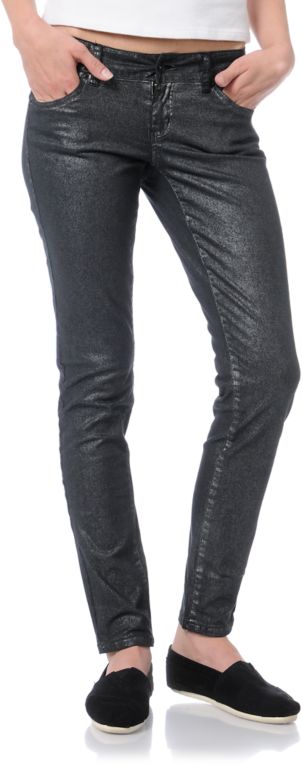 Empyre Girls Logan Black Metallic Skinny Jeggings