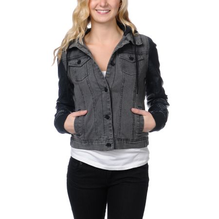 Dravus Girls Ashby Black Denim Vest Jacket