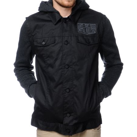 Metal Mulisha Tasked Black Hooded Waxed Jean Jacket