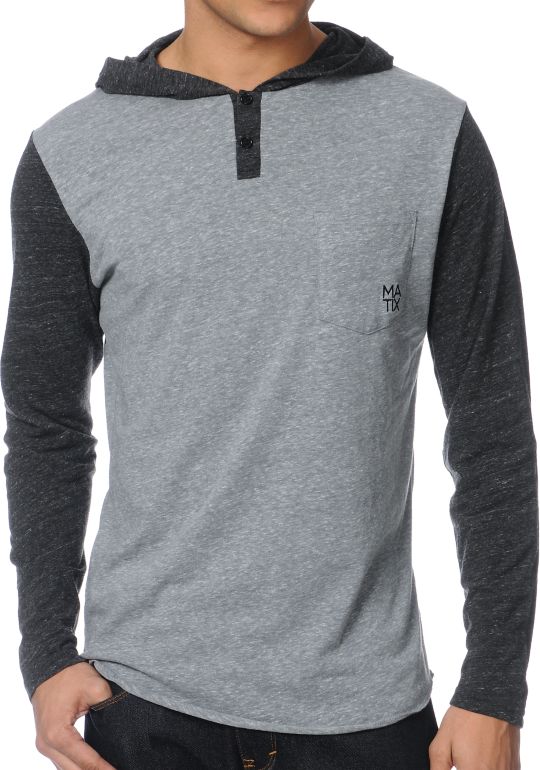 Matix Monostack Charcoal Hooded Henley Shirt